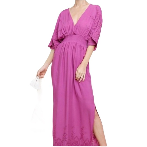 UMGEE Orchid Smocked Maxi Dress With Eyelet Detail M - Picture 2 of 10